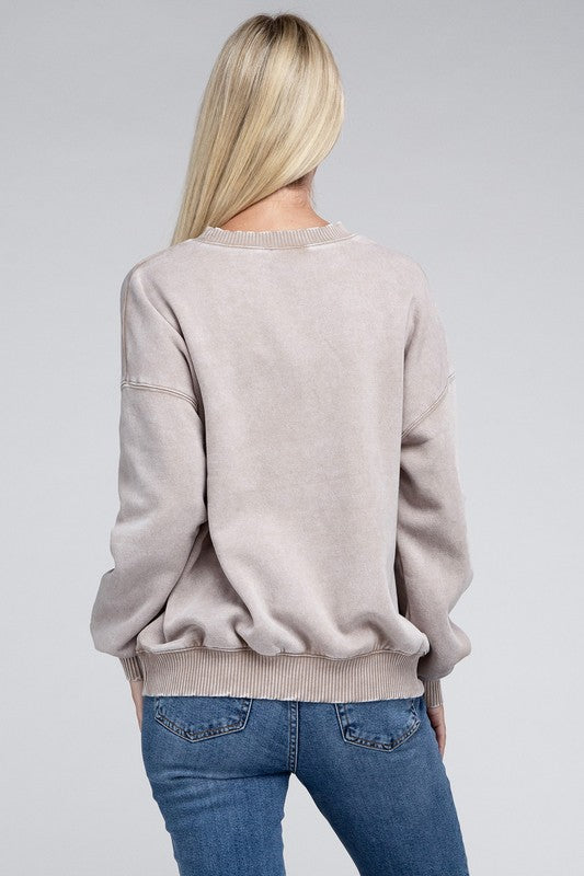 Acid Wash Fleece Oversized Pullover