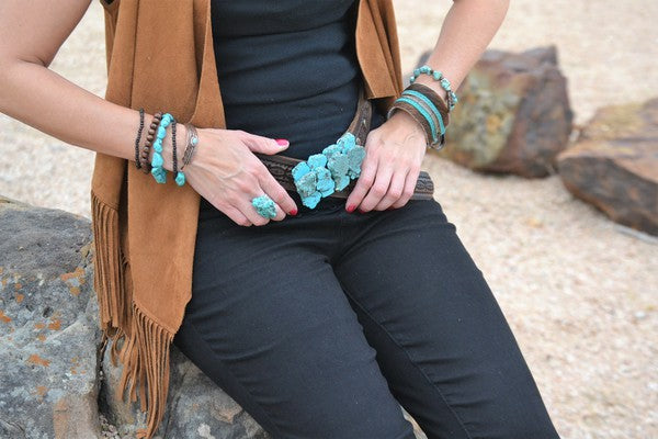 Turquoise Chunk on Cuff Ring