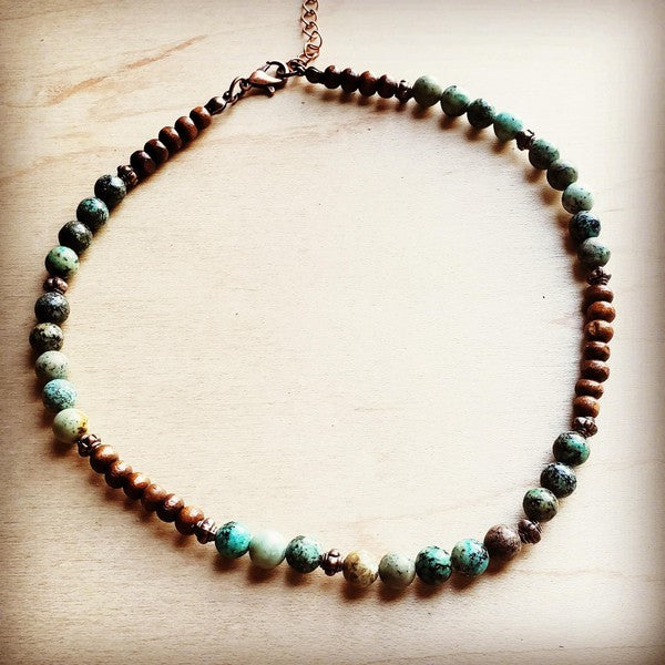 African Turquoise Choker Necklace 230f