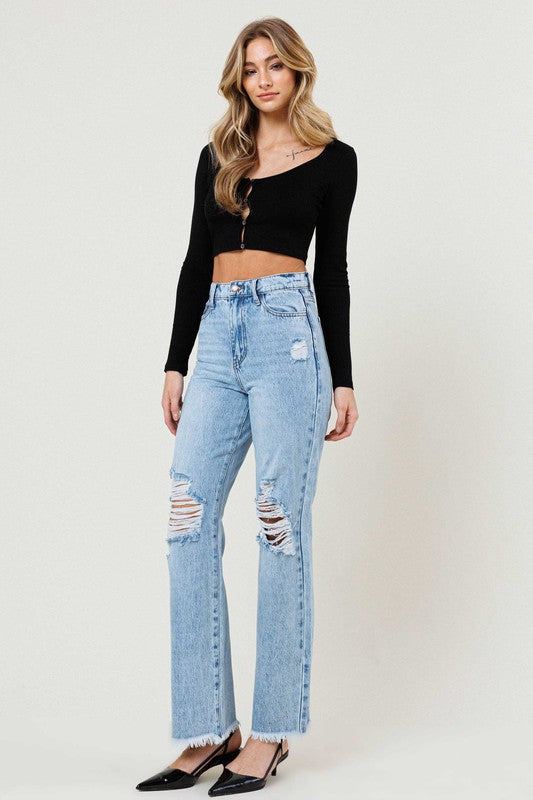 Distressed Wide Leg Jeans