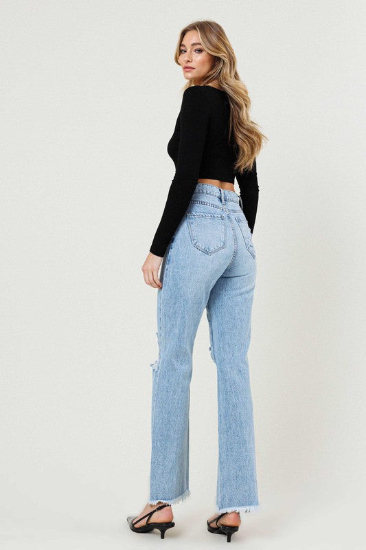 Distressed Wide Leg Jeans