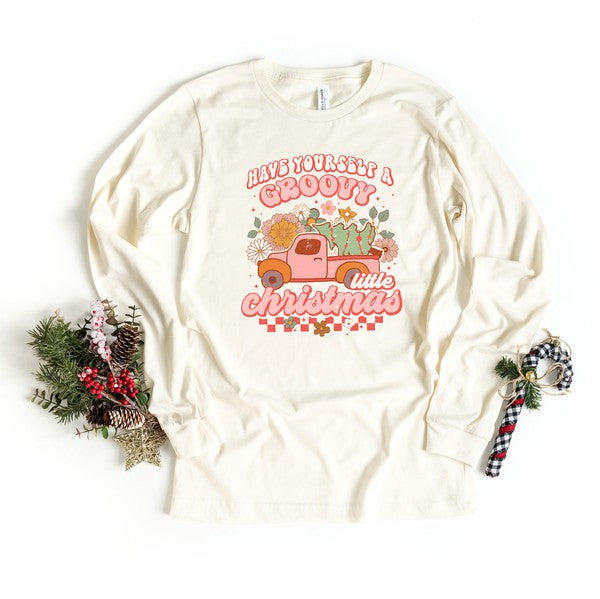 Groovy Little Christmas Truck Long Sleeve Tee