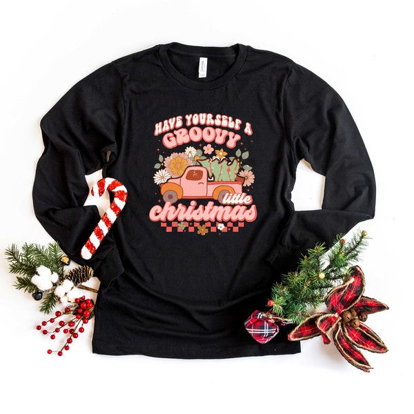 Groovy Little Christmas Truck Long Sleeve Tee