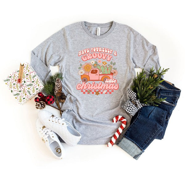 Groovy Little Christmas Truck Long Sleeve Tee