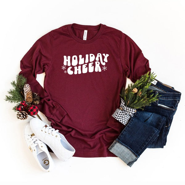 Holiday Cheer Wavy Long Sleeve Graphic Tee