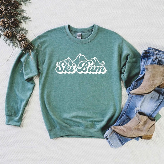 Ski Bum Mountains Graphic Sweatshirt