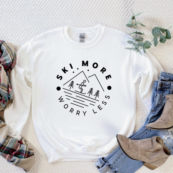 Ski More Worry Less Graphic Sweatshirt