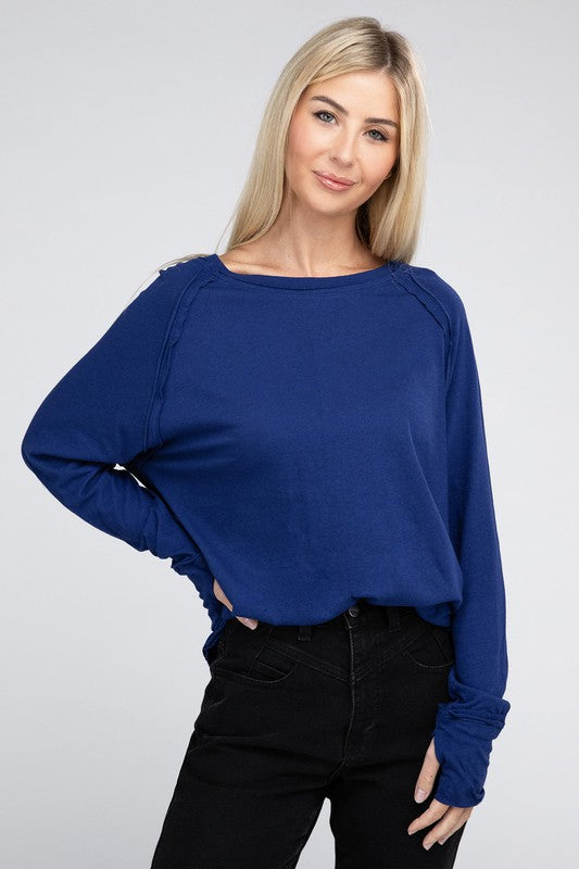 Cotton Raglan Sleeve Thumbhole Top